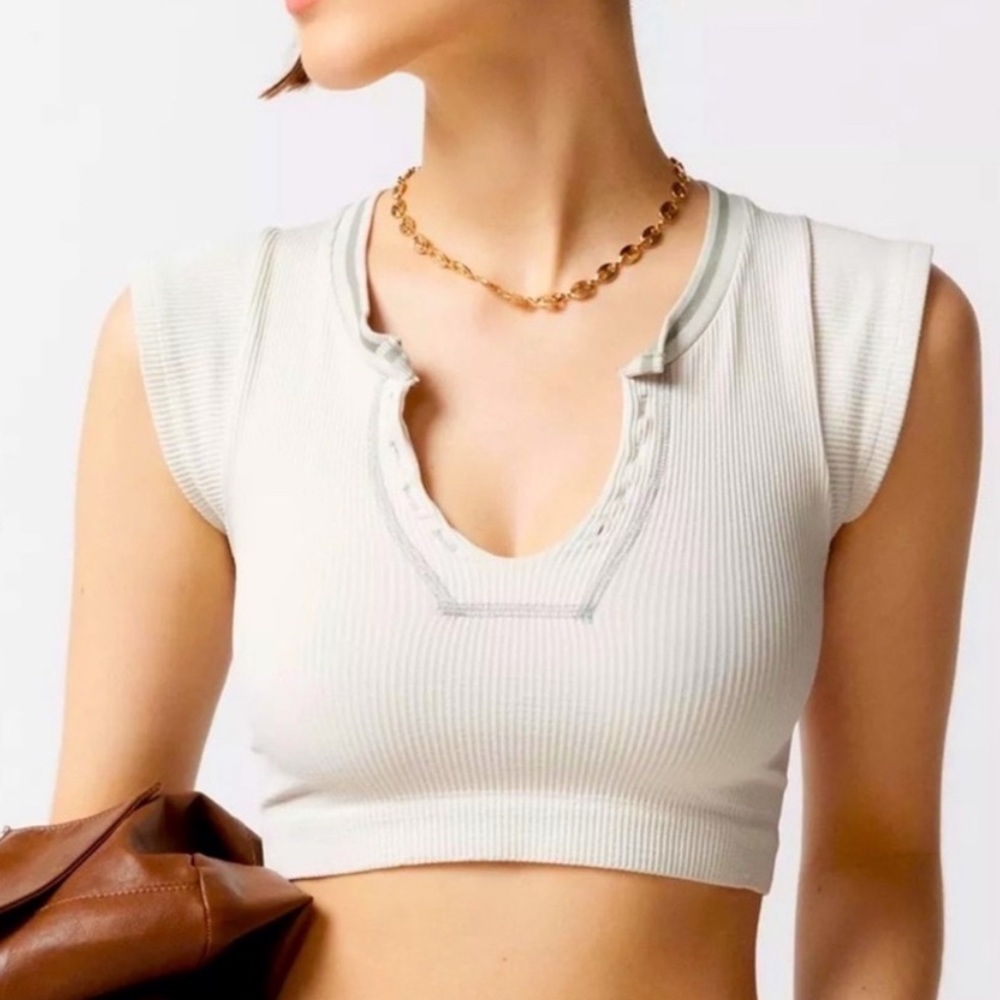 NWT Out From Under Urban Outfitters Cream & Sage Green Crop Top M/L